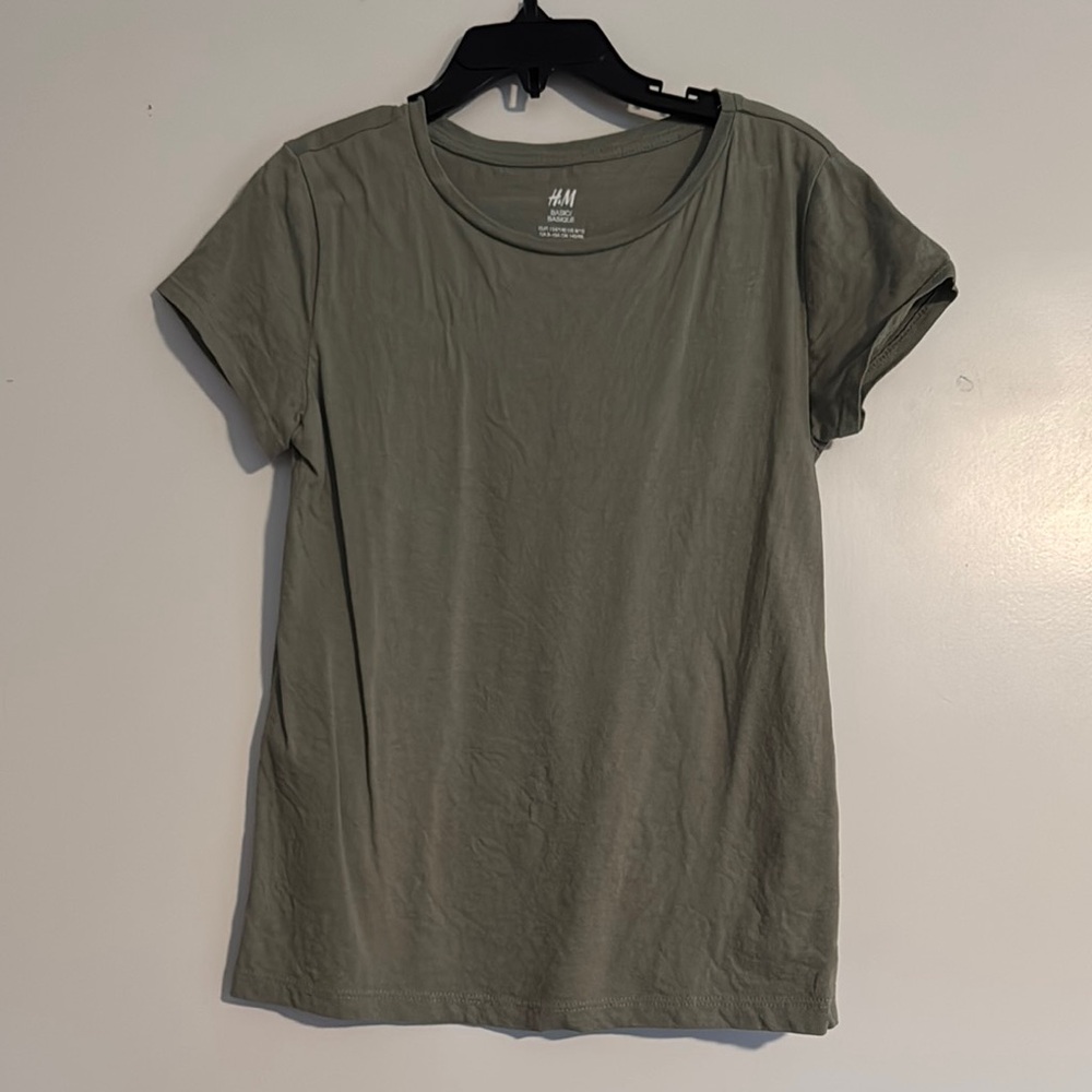H&M Girls Sage Green Short Sleeve Tee